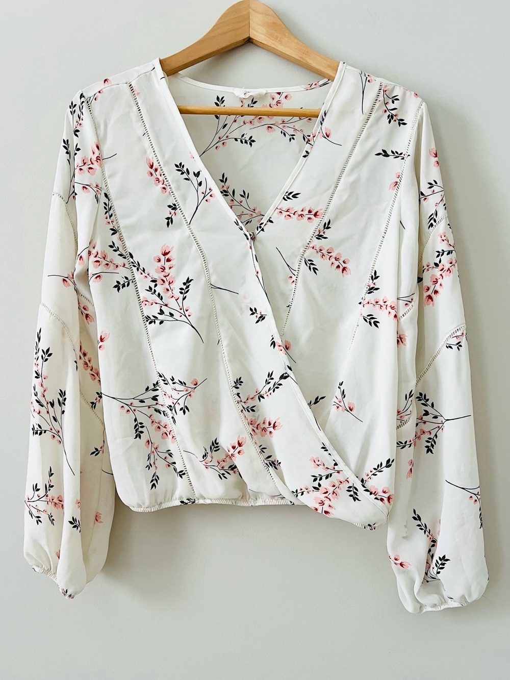 Sienna Sky Off White Floral Wrap Blouse Size S